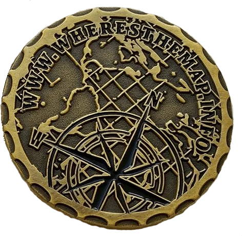 Bronze medallion with a compass rose
